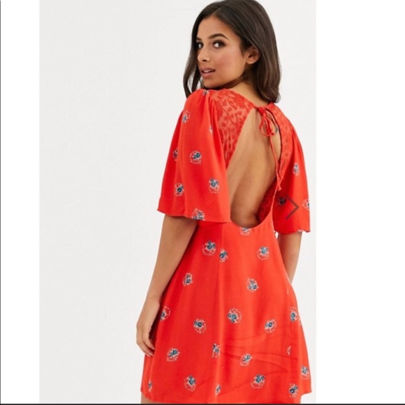Free People Mockingbird Red Floral Mini Dress - 6 - Picture 4 of 11